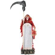 RESINA ARTESANAL | Imagen Santa Muerte Monge Espejo 65 cm (Roja) (c/ Amuleto Base) Artesanal pude Variar el Color y la Forma de los detalles  - Resina
