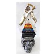 RESINA ARTESANAL | Imagen Santa Muerte sobre Craneo con Piramide (Blanca) 40 cm Resina