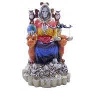 RESINA ARTESANAL | Imagen Santa Muerte sobre Trono Imperial Pata de Gallo con balanza  29 cm (7 colores) (c/ Amuleto Base) - Resina