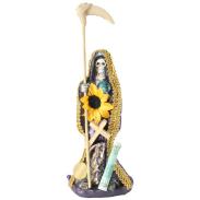 RESINA ARTESANAL | Imagen Santa Muerte Vestida 15 cm (Morada) (c/ Amuleto Base) - Resina, Artesanal puede cambiar el color de los detalles