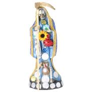 RESINA ARTESANAL | Imagen Santa Muerte Vestida 30 cm (Azul) (c/ Amuleto Base) Artesanal puede variar el color y la forma de los detalles - Resina