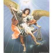 LAMINAS Y LITOGRAFIAS RELIGIOSAS | Litografia dorada San Miguel balanza (20 x 25 cm)