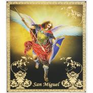 LAMINAS Y LITOGRAFIAS RELIGIOSAS | Litografia dorada San Miguel escudo (20 x 25 cm)