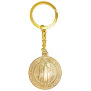 LLAVEROS | Llavero San Benito Medalla 3,4 cm (Dorado) (Reverso Cruz)