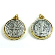 MEDALLAS | Medalla San Benito 2,1 cm borde Dorado (Reverso Cruz)