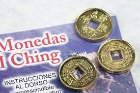 AMULETOS Y TALISMANES | MONEDAS I-CHING DORADAS JUEGO 3 UNID CON INSTRUC.