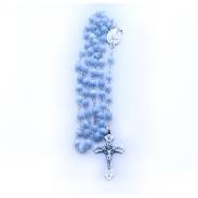 ROSARIOS CRISTAL | Rosario cristal liso 6mm redondo azul Virgen Lourdes y santa Bernadette