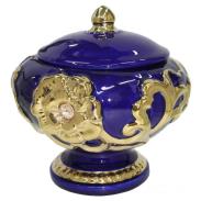 SOPERAS, PLATOS PORCELANA | Sopera Ceramica Azul y Dorado 21 x 23 cm (Yemanja) AA-530