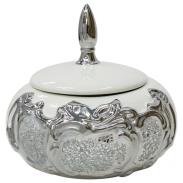 SOPERAS, PLATOS PORCELANA | Sopera Ceramica Blanco, Dorado y Cristal 26 x 26 cm (Obatala) AA-672