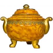 SOPERAS, TINAJAS, CERAMICA-BARRO | Sopera Ceramica Bombonera Decorada 3 Apoyos 30 x 21 cm Amarilla Lisa (Ochun)