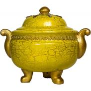 SOPERAS, TINAJAS, CERAMICA-BARRO | Sopera Ceramica Bombonera Decorada 3 Apoyos 30 x 21 cm Amarilla (Ochun)