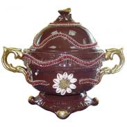 SOPERAS, TINAJAS, CERAMICA-BARRO | SOPERA Ceramica Decorada Oya Flor con asas 35 x 45 cm aprox. (Motivos Cenefas y Cauries)