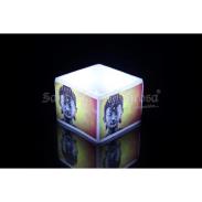 FANALES ARTESANALES PERSONALIZADOS | VELON FANAL Buda F. Amarillo 10 x 7 cm (Incluye Vela de Noche)