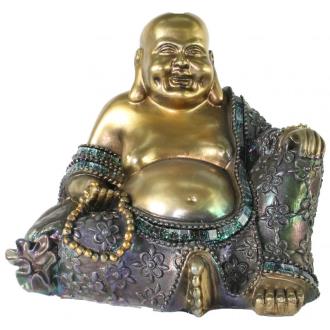 RESINA DORADO VIEJO | Buda Resina Sonriente 19 x 19 x 13 cm. (Dorado a color)