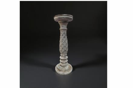CANDELABROS Y PORTAVELAS | CANDELABRO BLANCO MADERA 12''5X12''5X35 CM. CANDELABROS Y PORTAVELAS | CANDELABRO BLANCO MADERA 12''5X12''5X35 CM.