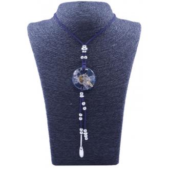 COLGANTES Y COLLARES ENERGETICOS | Collar Orgon Om Azul con Abalorios (3,7 cm Ajustable)