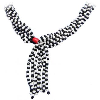 COLLARES MAZO | Collar Santeria Mazo Eleggua Eshu Afra (Simple) (Blanco-Negro)  (140 a 160 cm)
