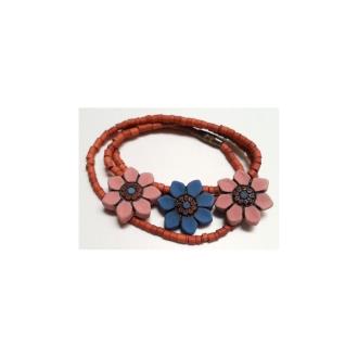 AMULETOS TERRACOTA | Collar Terracota 3 Flores (Rosa, Azul y Rosa )