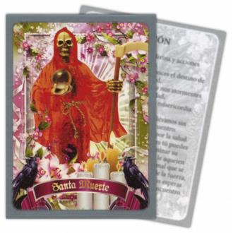 ESTAMPAS SANTA MUERTE | Estampa Santa Muerte Roja con Velas 7 x 9,5 cm (P12)
