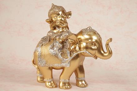 BUDAS Y GANESHAS | FIGURA DE RESINA DORADO. BUDA MONJE SOBRE ELEFANTE 20X9X20CM BUDAS Y GANESHAS | FIGURA DE RESINA DORADO. BUDA MONJE SOBRE ELEFANTE 20X9X20CM