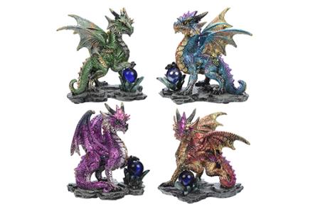 DRAGONES | FIGURA DRAGON CON BOLA ADIVINACION 13X15X10CM DRAGONES | FIGURA DRAGON CON BOLA ADIVINACION 13X15X10CM