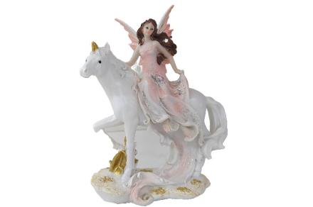 HADAS, BRUJAS Y FANTASÍA | FIGURA HADA COLOR ROSA SOBRE UNICORNIO 19CM HADAS, BRUJAS Y FANTASÍA | FIGURA HADA COLOR ROSA SOBRE UNICORNIO 19CM