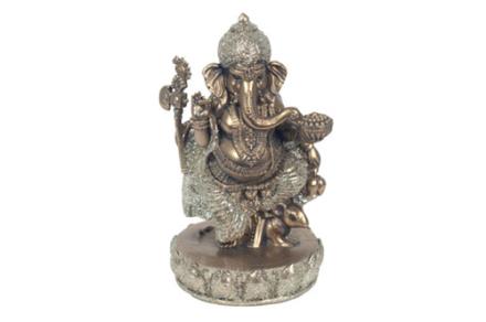 BUDAS Y GANESHAS | FIGURA RESINA GANESHA APOYADA EN PEDESTAL 9 X 9 X 15 CM. BUDAS Y GANESHAS | FIGURA RESINA GANESHA APOYADA EN PEDESTAL 9 X 9 X 15 CM.