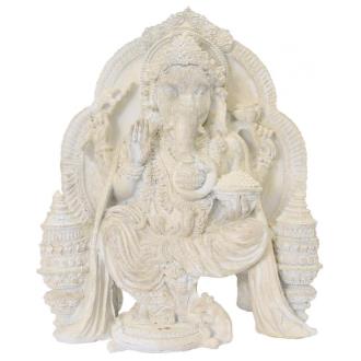 RESINA | Imagen Resina Ganesha Sentada 20 x 18 x 11 cm. (Blanca)