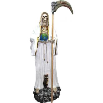 RESINA ARTESANAL PREMIUM | Imagen Santa Muerte 180 cm 70 inch (Blanca) (c/ Amuleto Base) - Resina