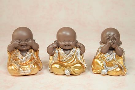 BUDAS Y GANESHAS | SET DE 3 FIGURAS RESINA BUDAS NO VEO, NO OIGO, NO HABLO. COLOR DORADO 6X7CM BUDAS Y GANESHAS | SET DE 3 FIGURAS RESINA BUDAS NO VEO, NO OIGO, NO HABLO. COLOR DORADO 6X7CM