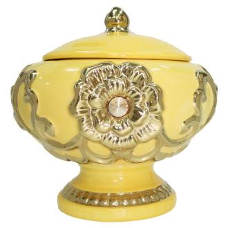 SOPERAS, PLATOS PORCELANA | Sopera Ceramica Amarilla y Dorado 21 x 23 cm (Ochun) AA-530