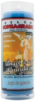 CONSAGRADOS | VELON CONSAGRADO Angel de la Guarda 14 x 5.5 cm (Celeste) (Incluye Ritual)