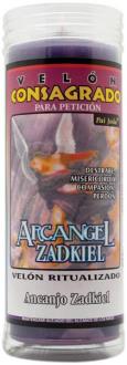 CONSAGRADOS | VELON CONSAGRADO Arcangel Zadkiel  14 x 5.5 cm (Incluye Ritual)