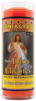 CONSAGRADOS | VELON CONSAGRADO Solo Dios me Trae Clientes 14 x 5.5 cm (Incluye Ritual)