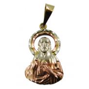 VARIOS ORIGENES DEL MUNDO | Amuleto Corazon de Jesus Busto con aureola Tumbaga 3 Metales 3.5 cm