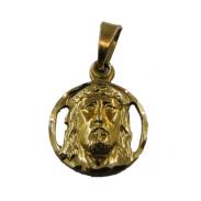 VARIOS ORIGENES DEL MUNDO | Amuleto Cristo Rostro con aro Tumbaga Dorada 1.5 cm