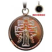 VARIOS ORIGENES DEL MUNDO | Amuleto Cruz Caravaca con Obsidiana Zodiacal 2.5 cm (Talisman Contra Todo Mal)