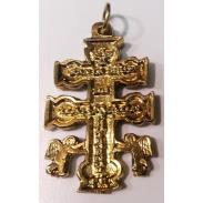 VARIOS ORIGENES DEL MUNDO | Amuleto Cruz de Caravaca c/ Cristo Dorada 4 cm