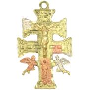 VARIOS ORIGENES DEL MUNDO | Amuleto Cruz de Caravaca c/ Cristo Tumbaga 3 Metales 4.5 cm