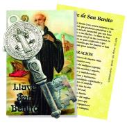 VARIOS ORIGENES DEL MUNDO | Amuleto Llave San Benito Grande con oracion (13 x 4.5 cm)