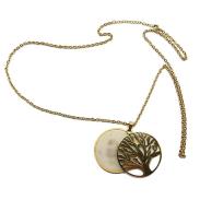 VARIOS ORIGENES DEL MUNDO | Collar Amuleto Arbol de la vida 4.5 cm (Acero Dorado) (C2)