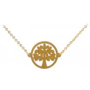VARIOS ORIGENES DEL MUNDO | Collar Amuleto Arbol de la Vida (Acero Dorado) (C2)