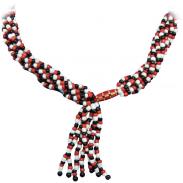 COLLARES MAZO | Collar Santeria Mazo Eleggua Eshu Bi (Simple) (Blanco-Negro-Rojo)  (140 a 160 cm)