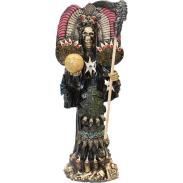 RESINA ARTESANAL PREMIUM | Imagen Santa Muerte Azteca Jaguar  84 cm 33 inch (c/ Amuleto Base) - Resina